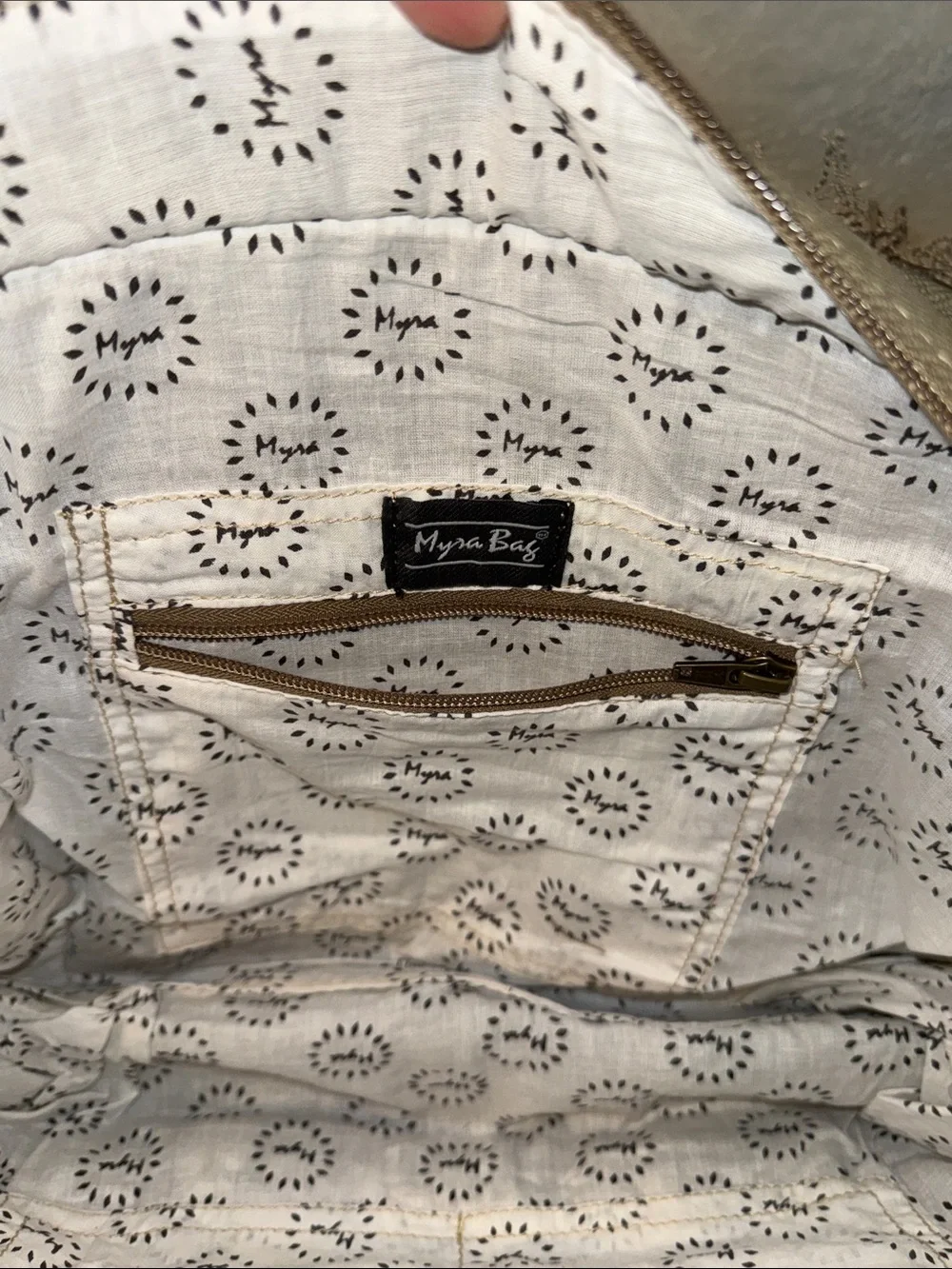 Myra Bag Brown & Cream Woven Tribal Tote - Picture 7 of 12